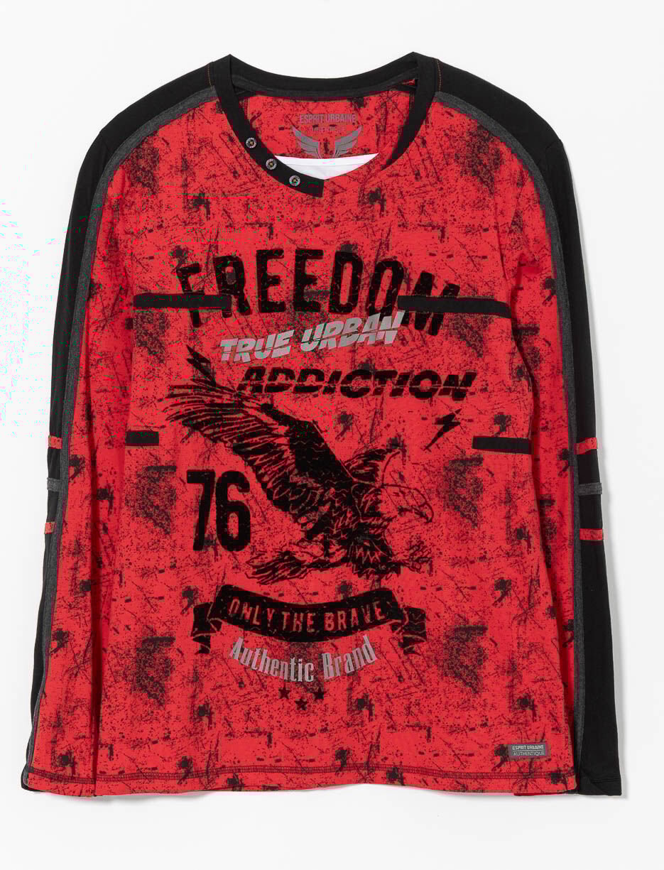 T-shirt imprimé à bandes contrastantes