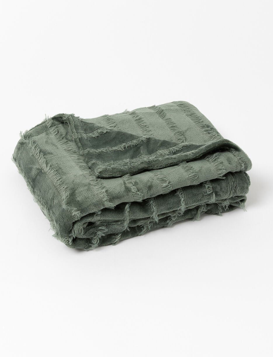 Jeté-coussin effet de rayures et franges Jeté-coussin effet de rayures et franges