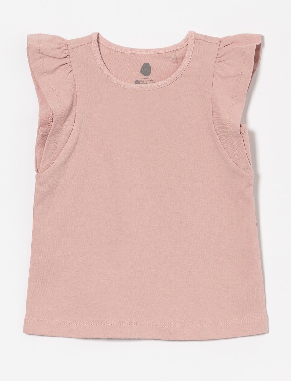 Solid Ruffled-sleeve T-shirt