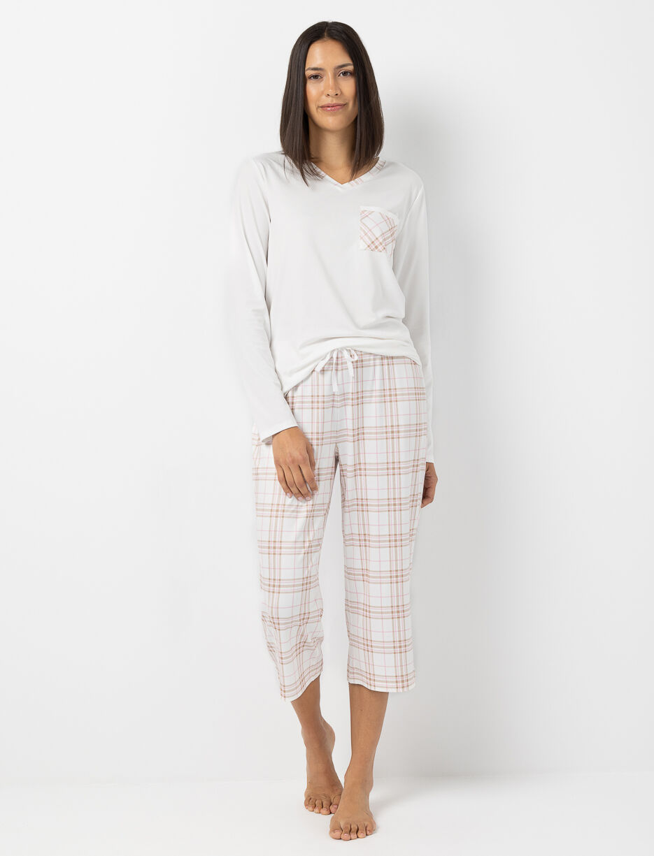 Pantalon de nuit capri à carreaux