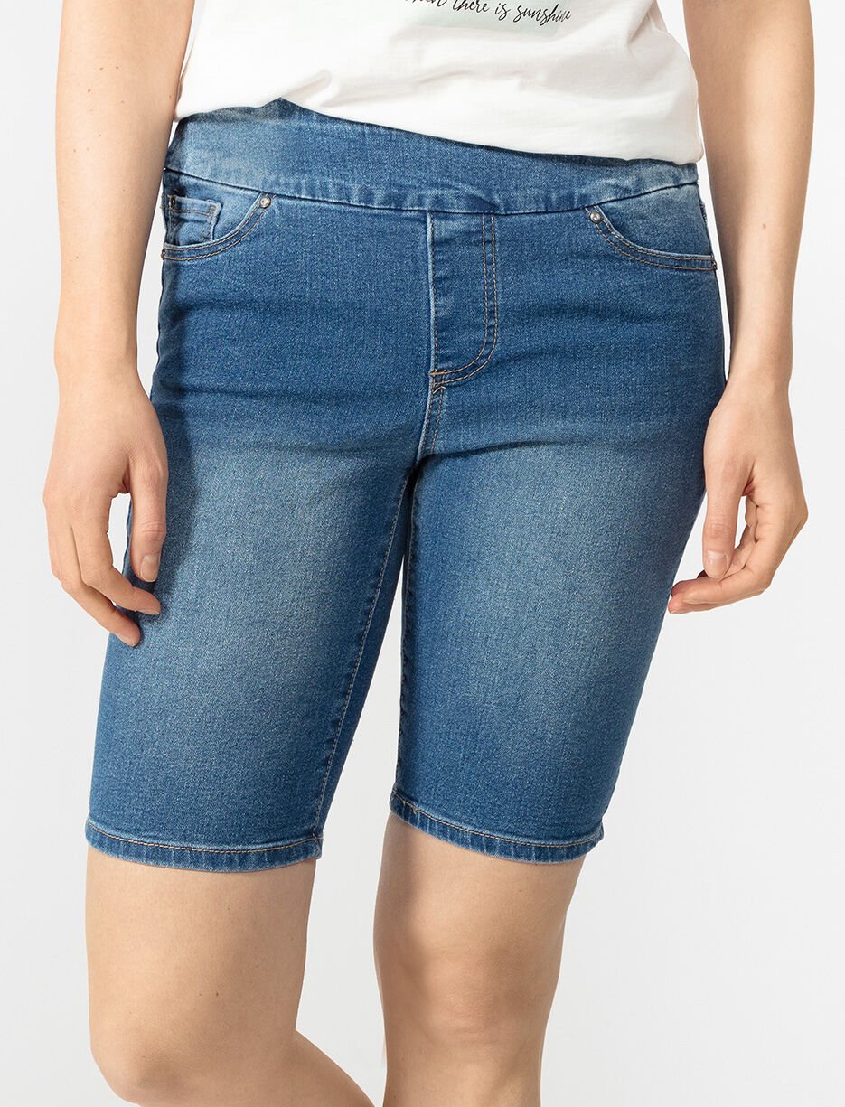 Stretch Pull-on Denim Bermudas