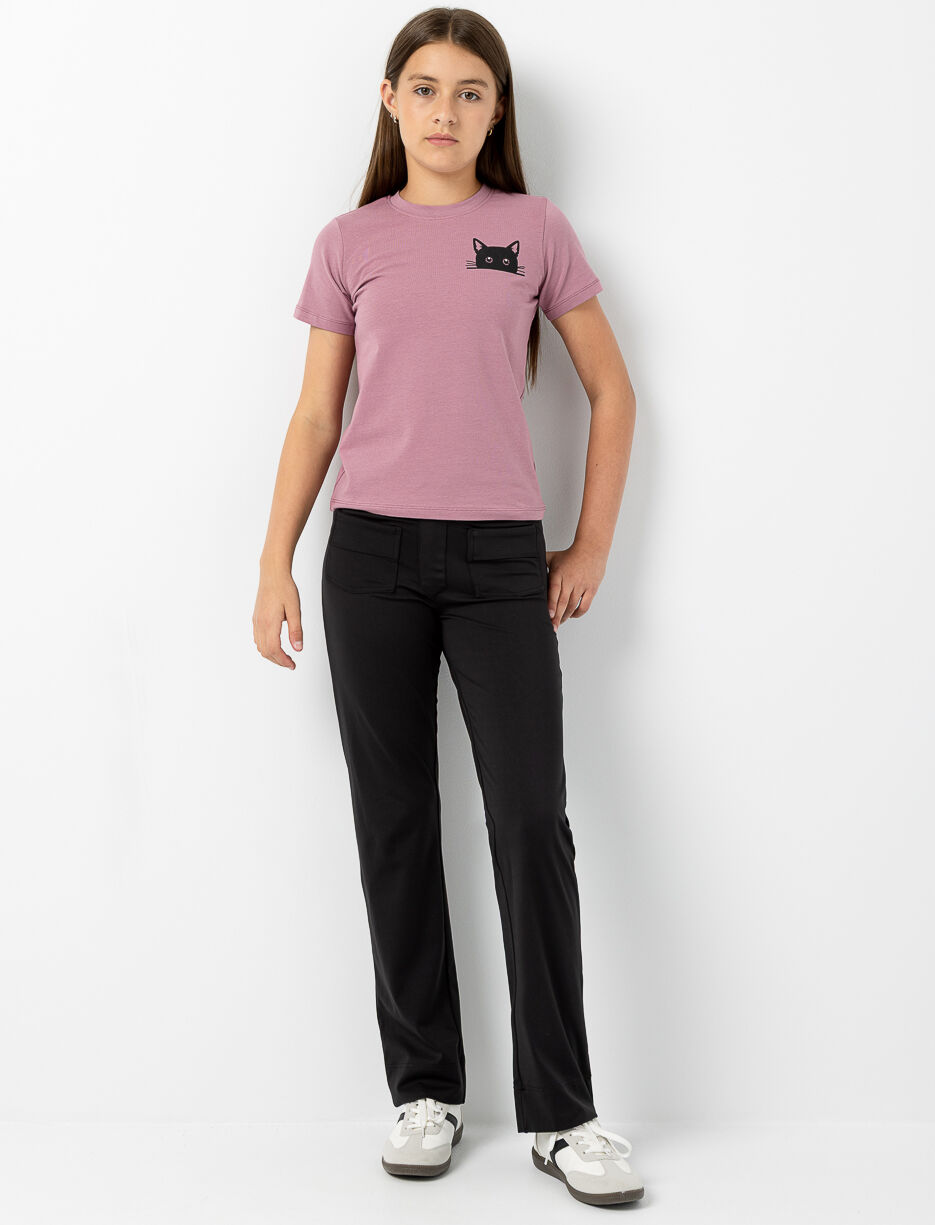 Stretch Straight-leg Pants with Mock Fly