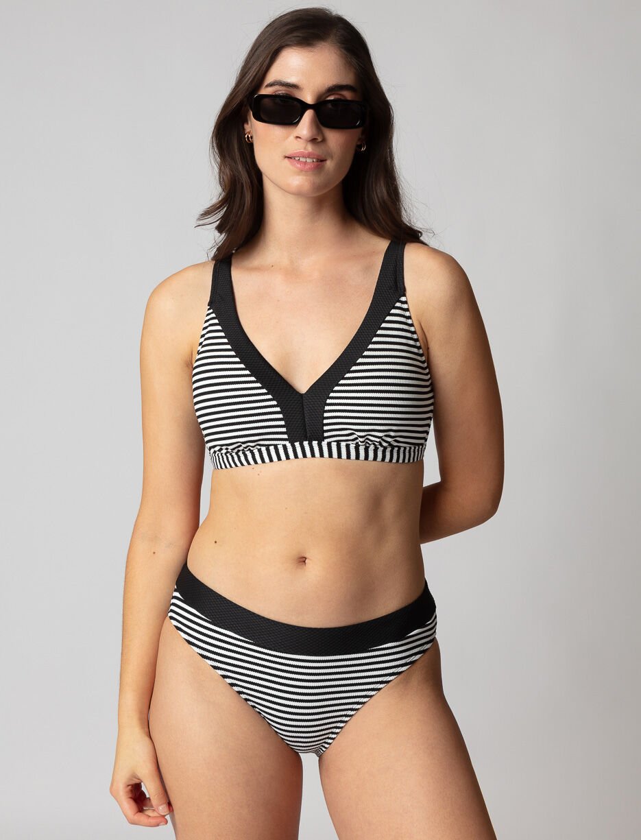 Haut de bikini triangle à rayures