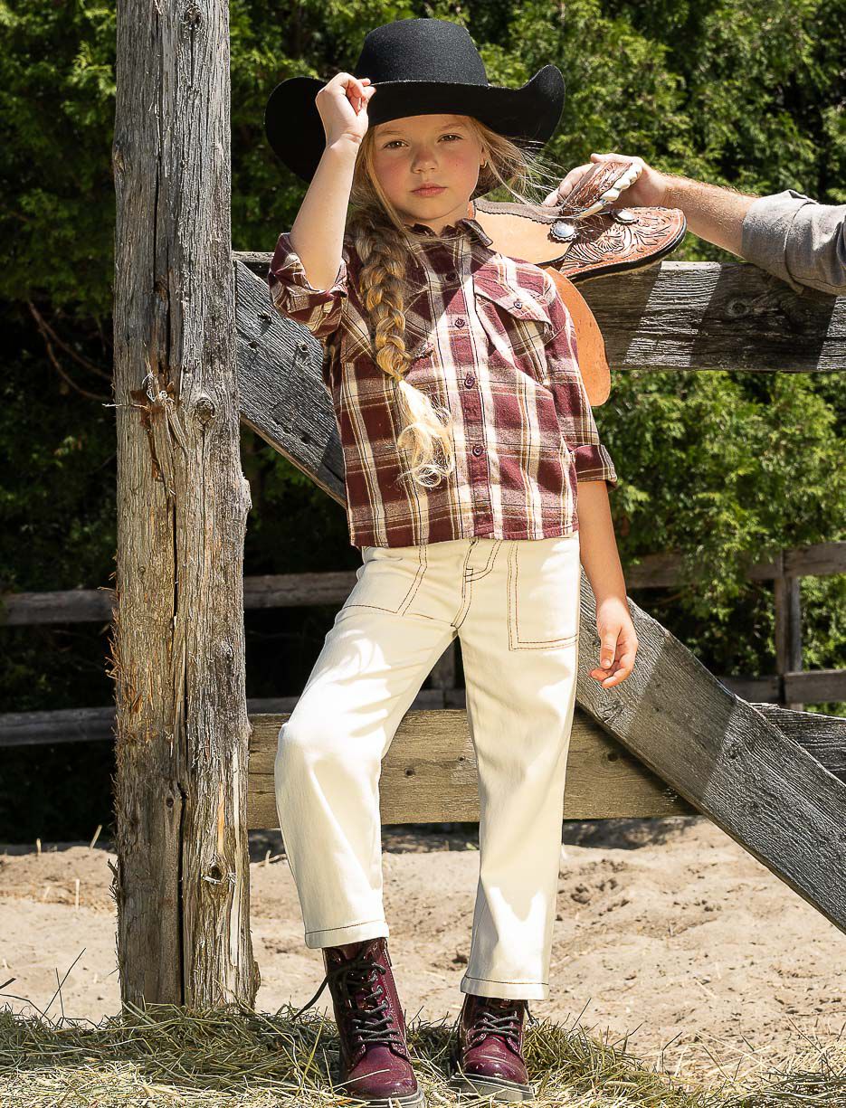 Wide-leg Denim Pants - Little Girl