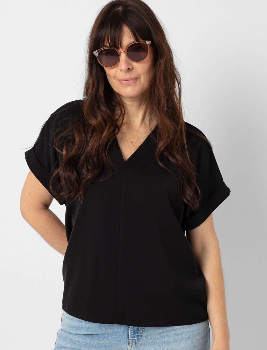Dolman Sleeve V-neck Blouse