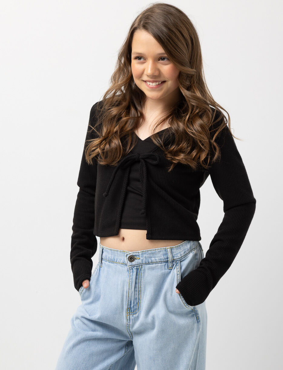 Boléro côtelé noué à l'avant