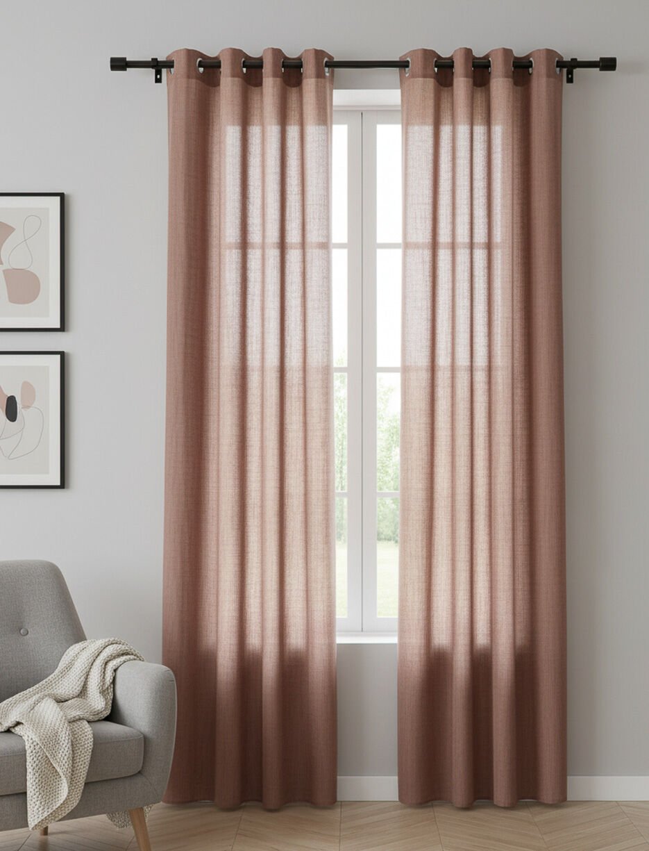 Panneau de rideau voilage aspect lin