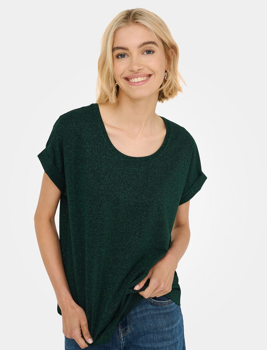 T-shirt scintillant à manches dolman