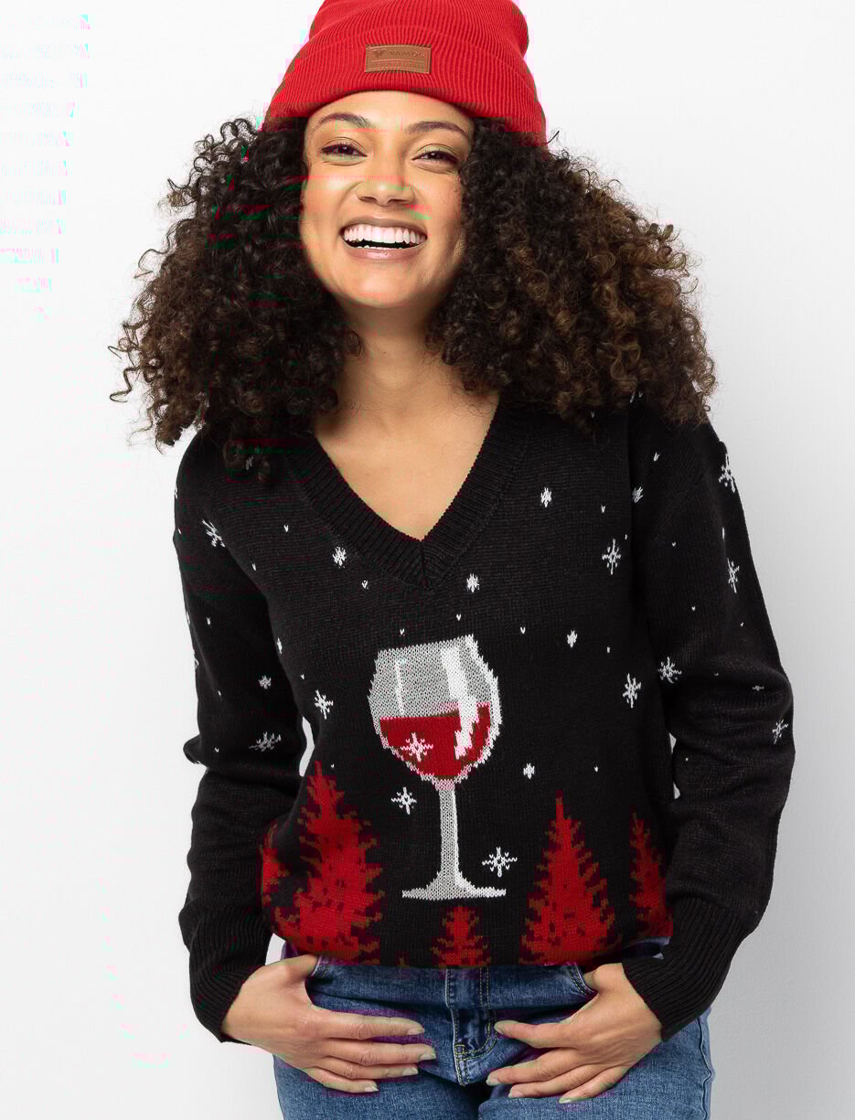 Chandail de Noël en tricot à col en V