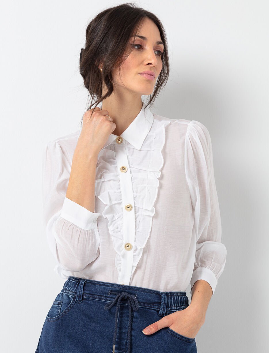 Chemise transparente à volants