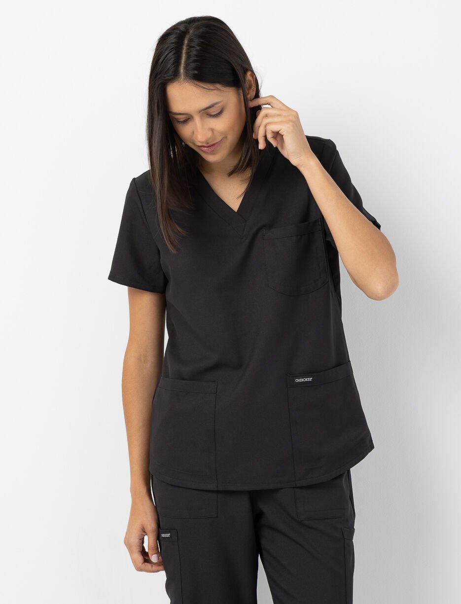 Haut d'infirmière avec poches et col en V