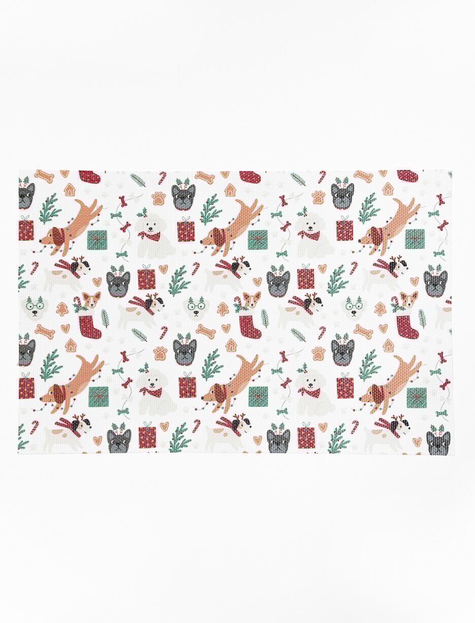 Napperon à motif chiens de Noël
