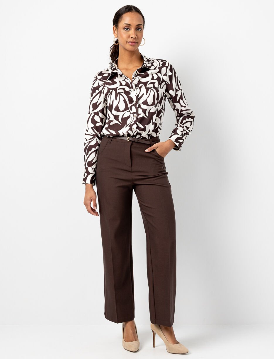 Pantalon jambe large à taille régulière Pantalon jambe large à taille régulière