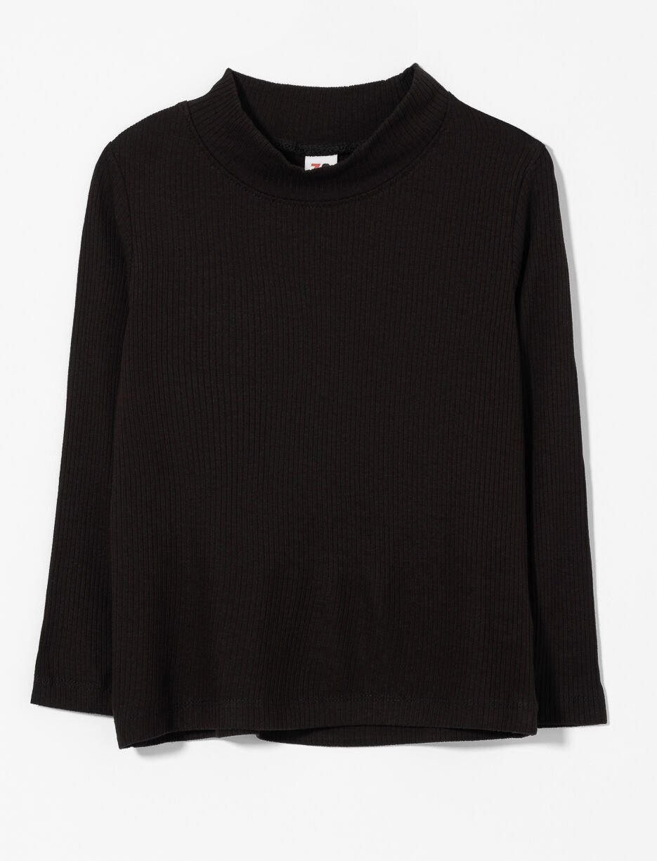 T-shirt côtelé à col montant - petite fille