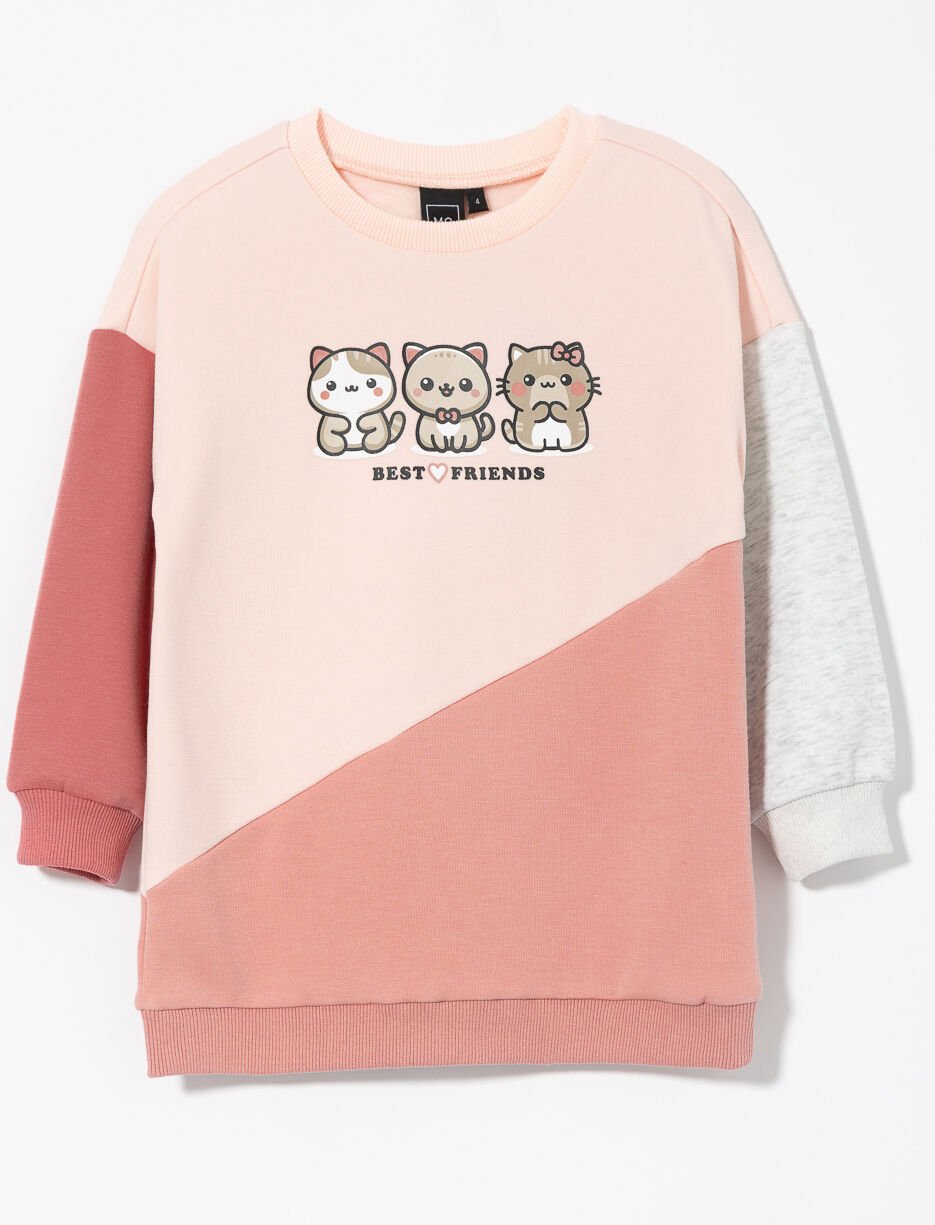 Tunique ouatée à imprimé chats - petite fille