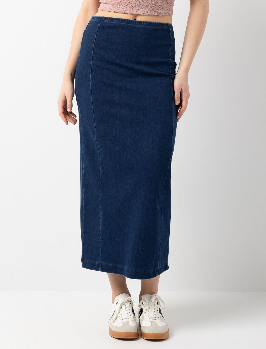 Jupe longue en denim avec fente