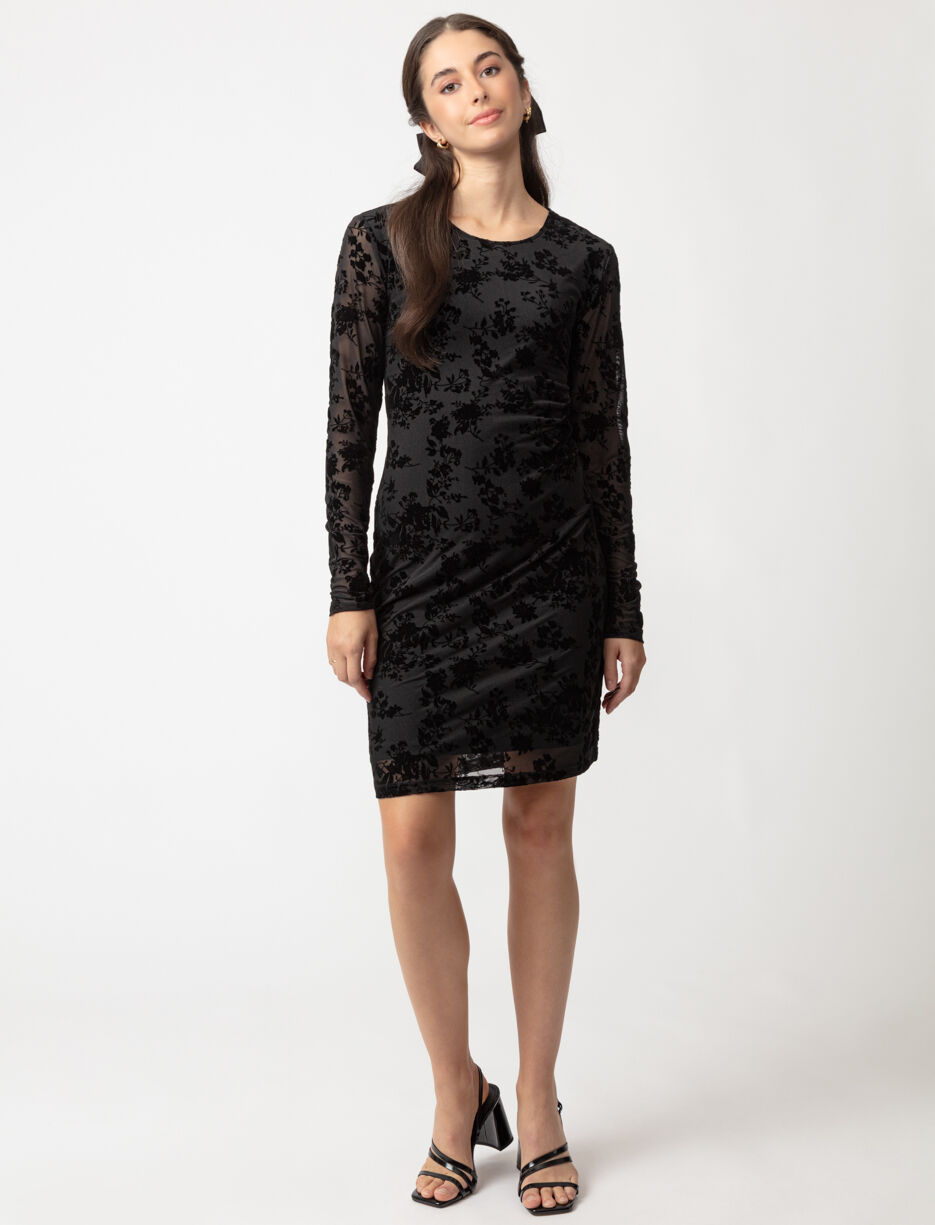 Mesh Dress with Textured Print