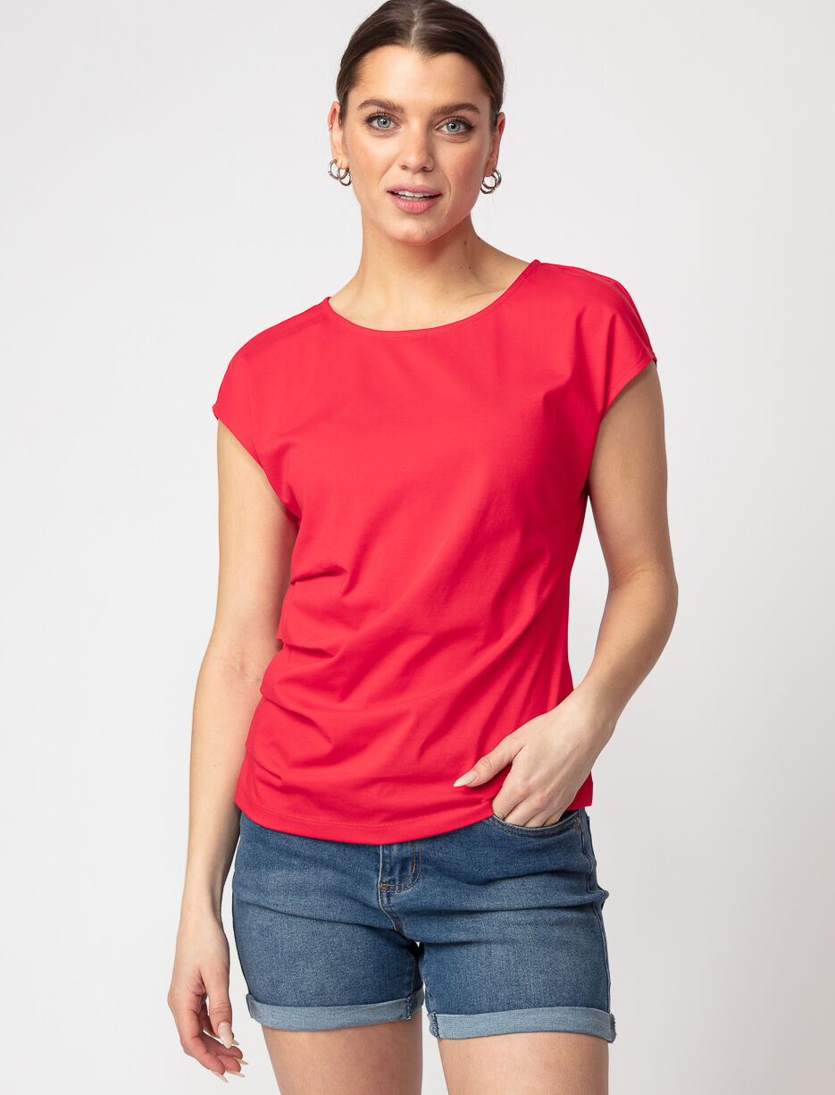 Ruched Dolman-sleeve T-shirt