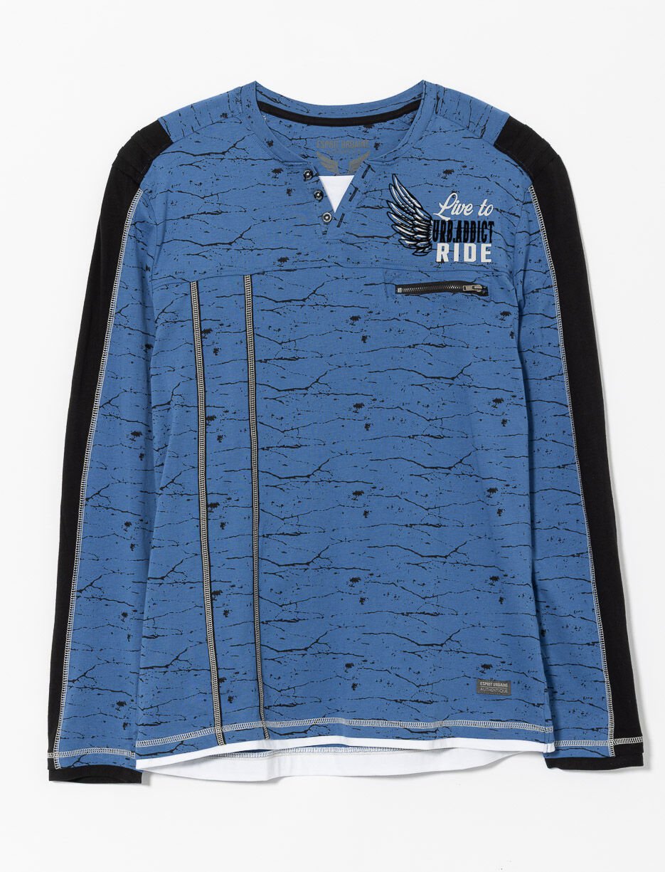 T-shirt imprimé à bandes contrastantes