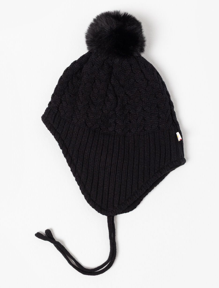 Recycled Knit Pompom Beanie - Little Girl