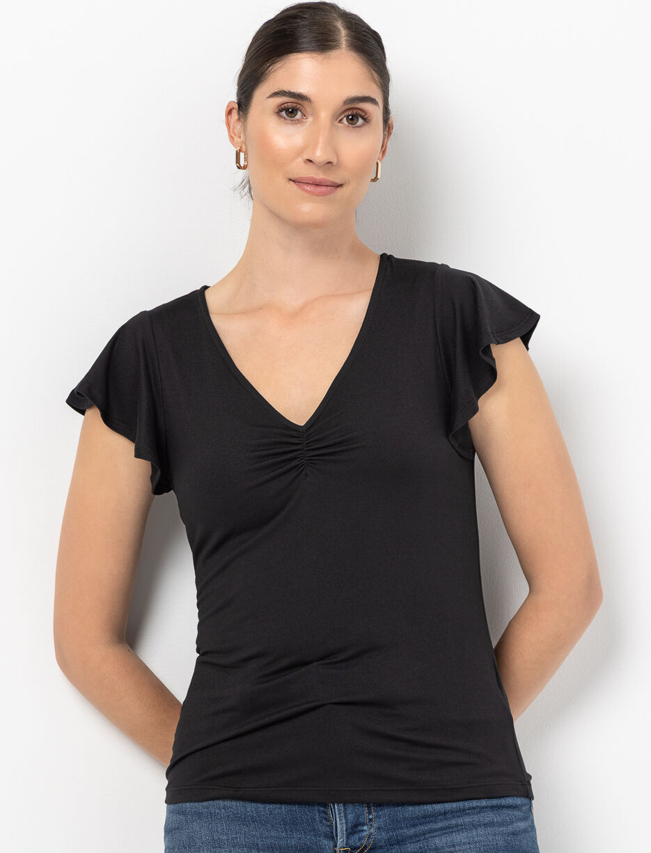 T-shirt imprimé à manches volantées