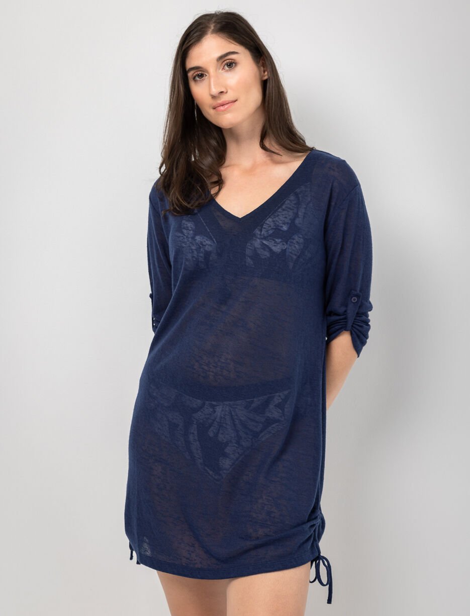 Tunique effet lin à manches 3/4