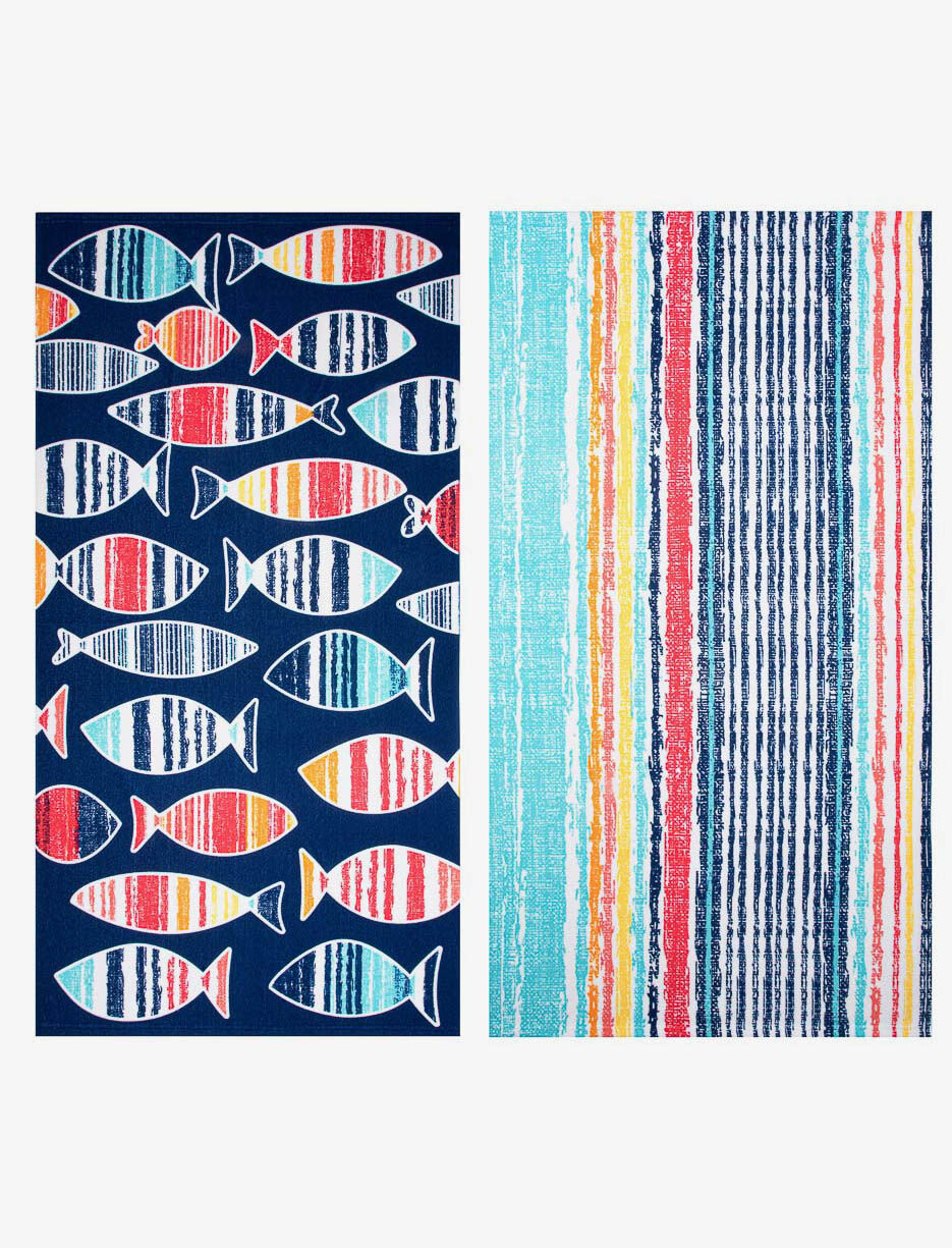 Printed Beach Towels - Set of 2