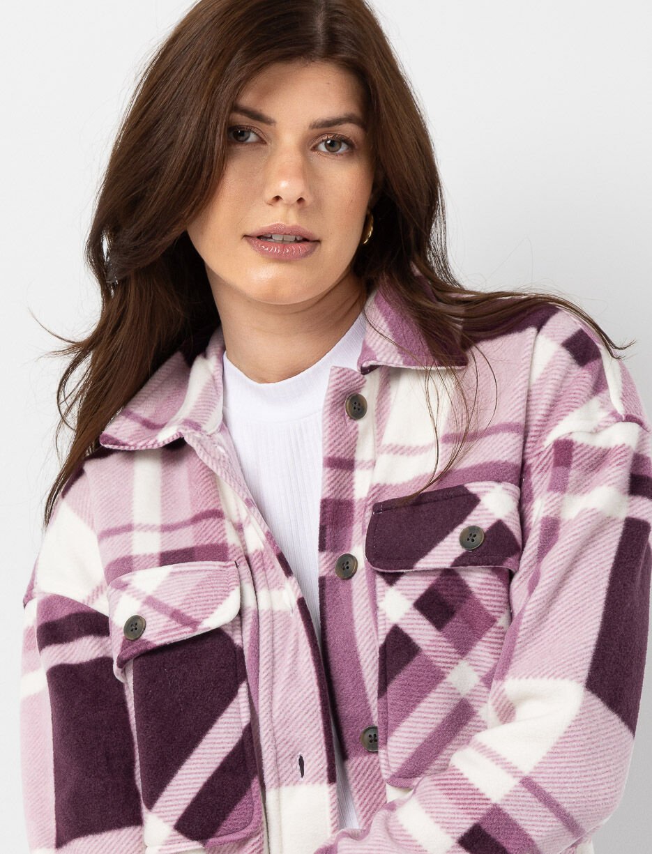 Veste-chemise à carreaux et poches