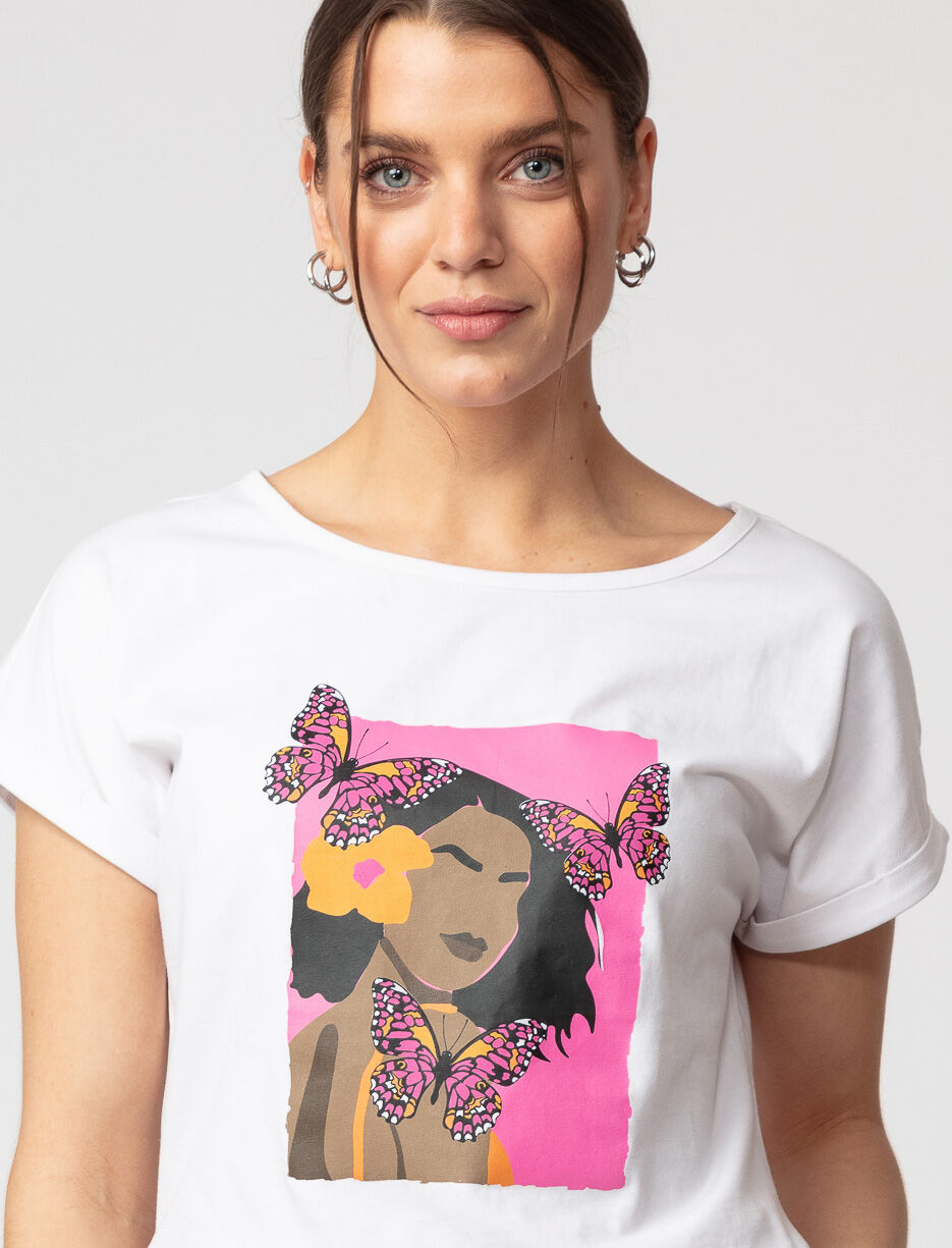 T-shirt imprimé à manches dolman