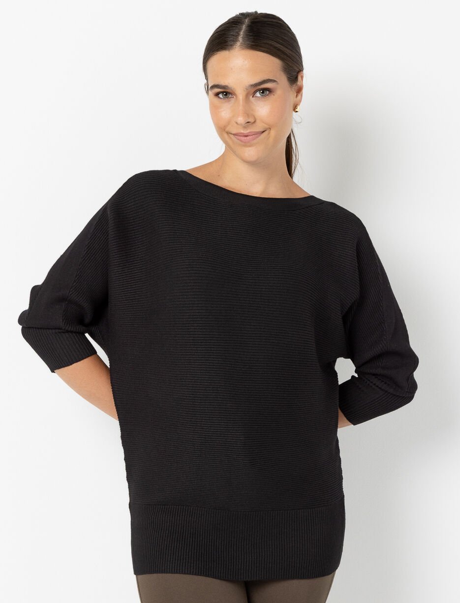 Ribbed Knit 3/4-sleeve Sweater