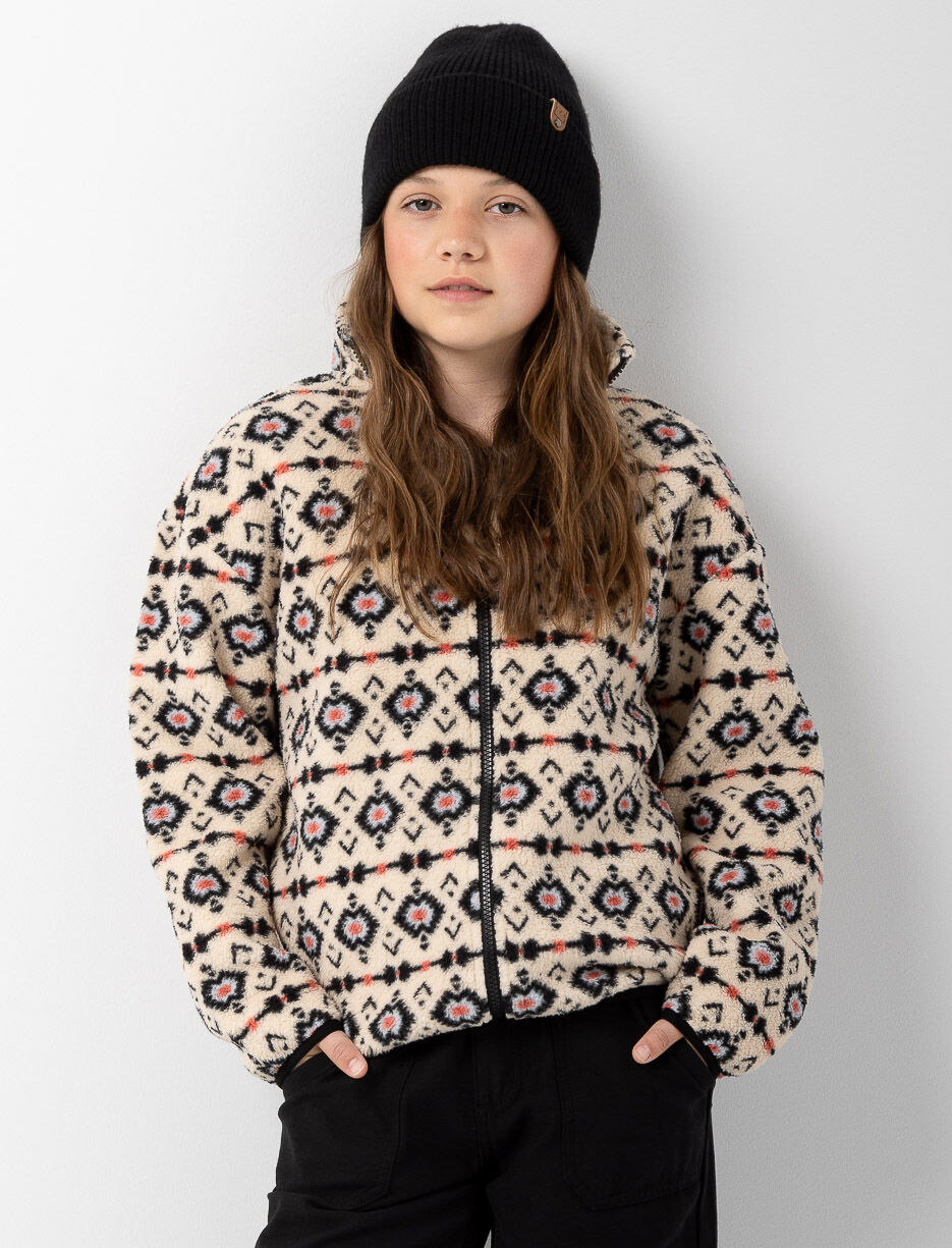 Veste zippée en sherpa à motif aztèque
