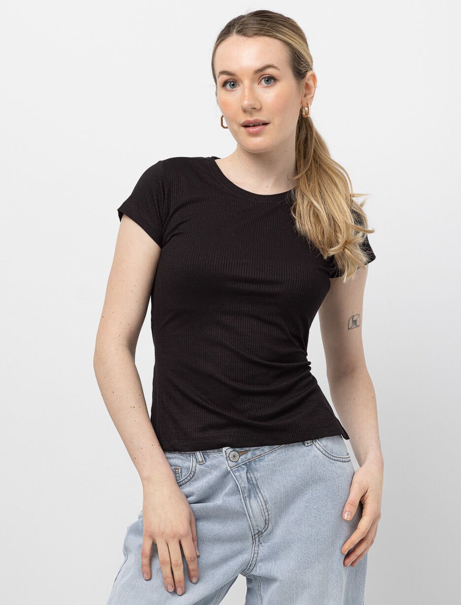 Solid Ribbed T-shirt