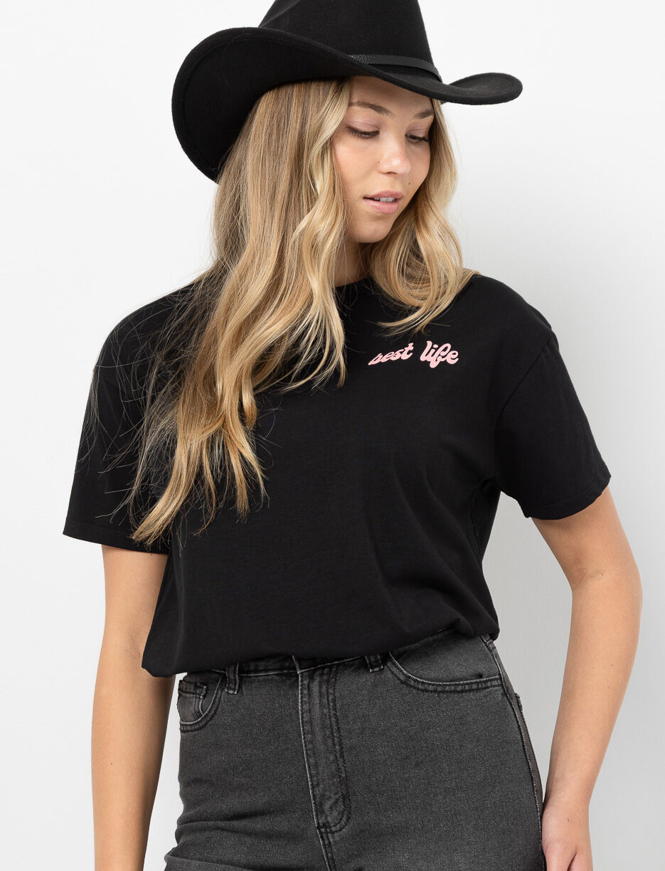 T-shirt imprimé à épaules tombantes