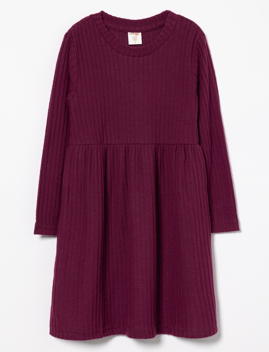 Ribbed Long-sleeve Dress - Little Girl