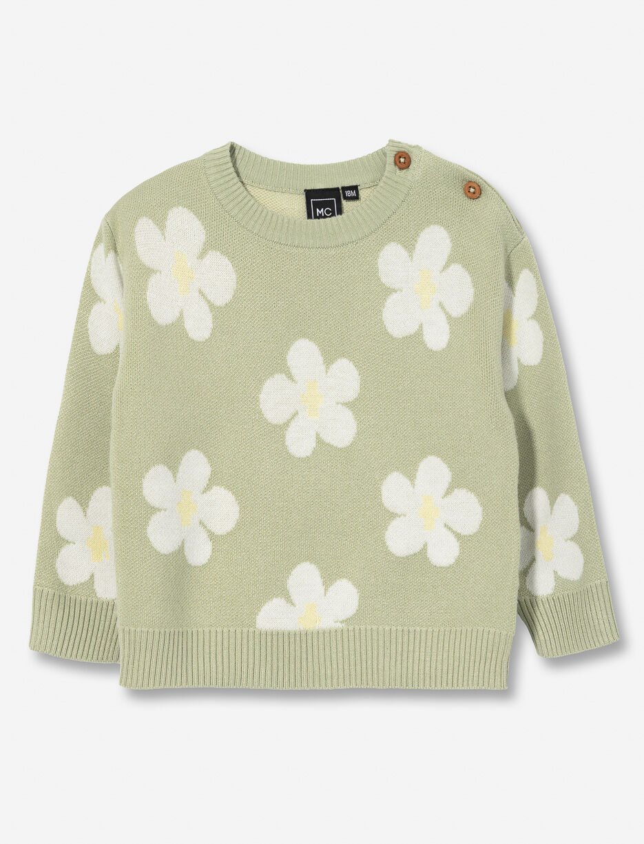 Chandail en tricot &agrave; fleurs - b&eacute;b&eacute; fille