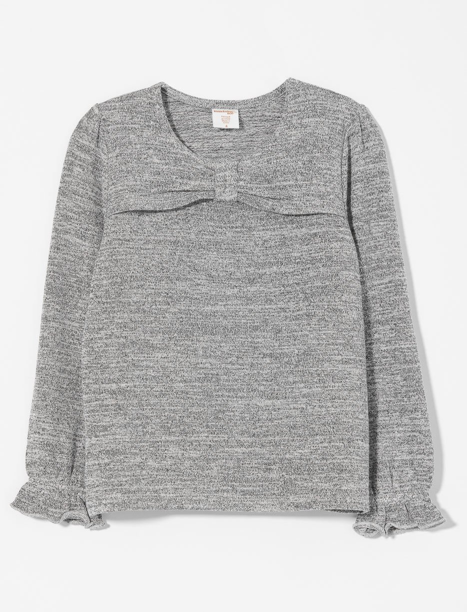 Bow Detail Sweater with Gathered Sleeves - Little Girl