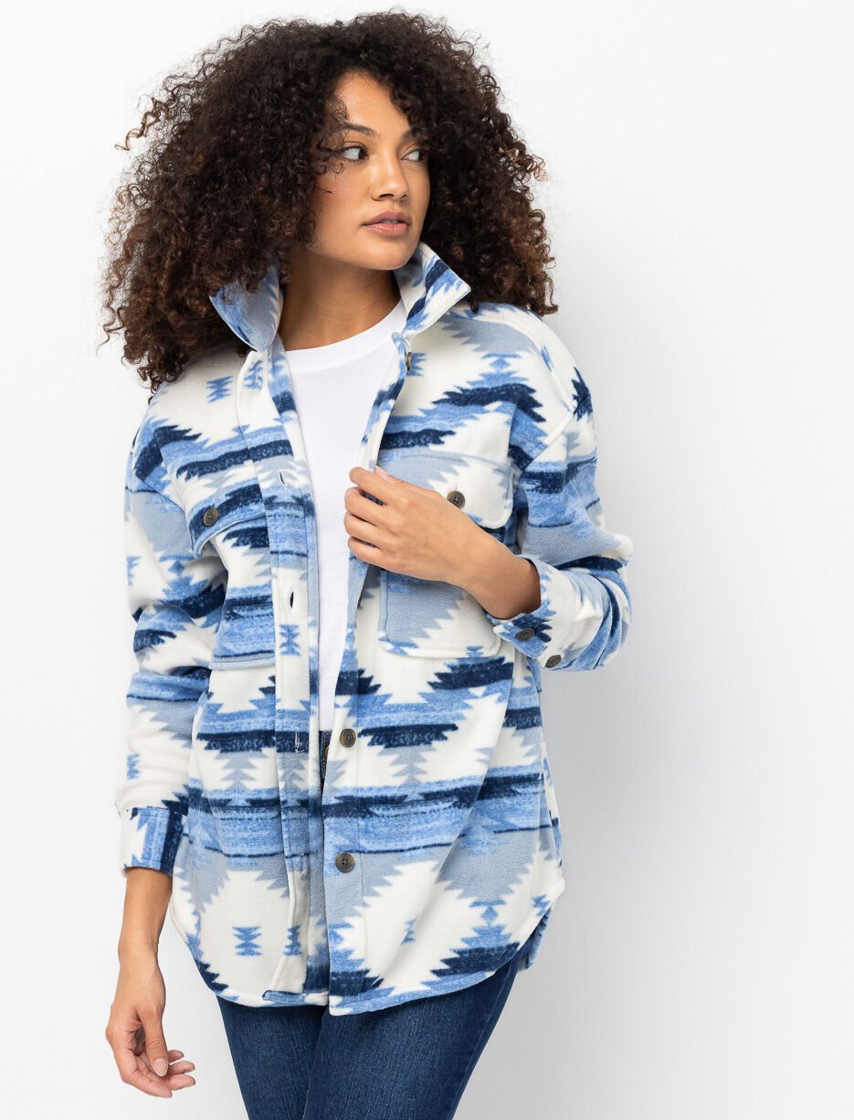 Veste-chemise en polar à motif aztèque