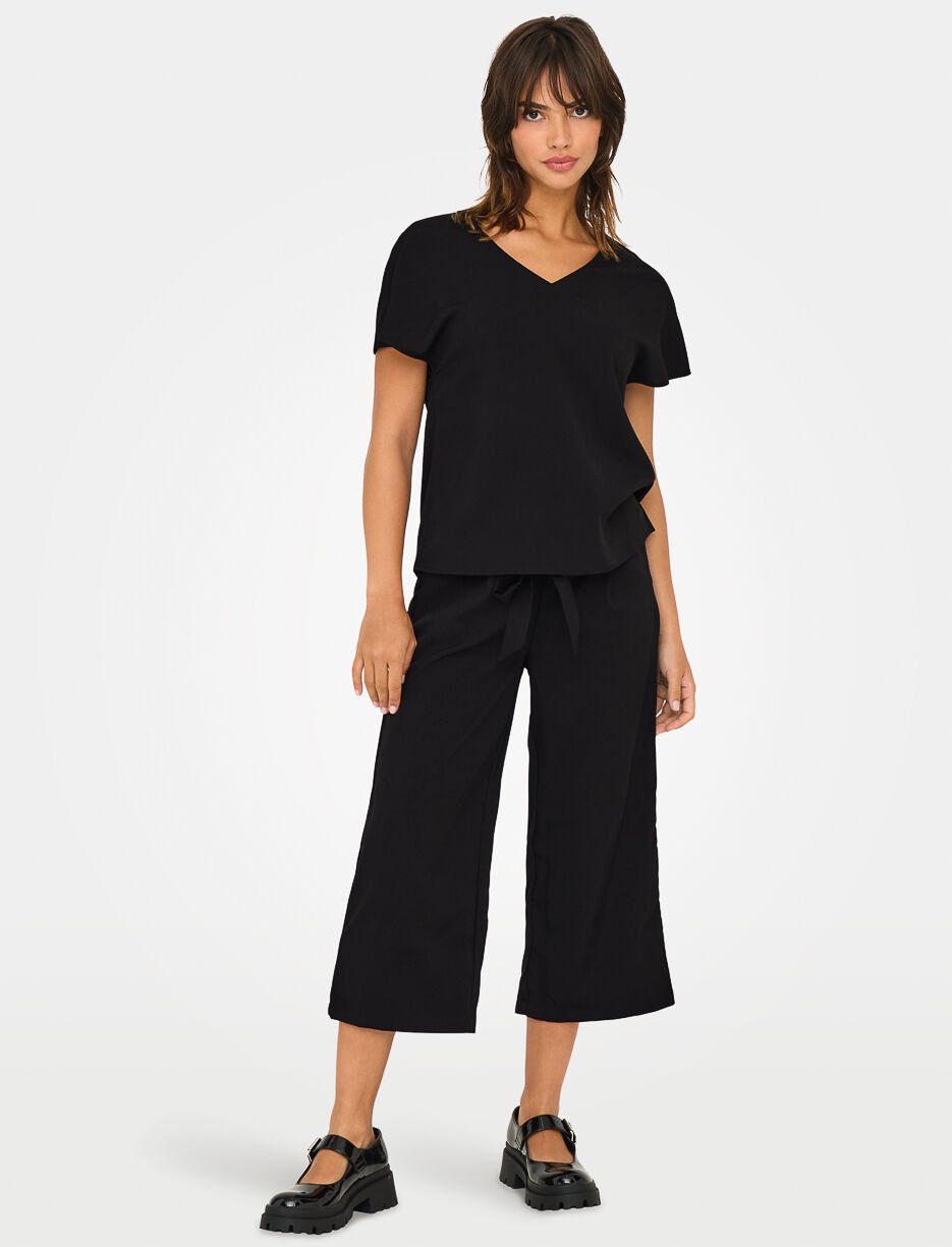 Capri jambe large avec ceinture