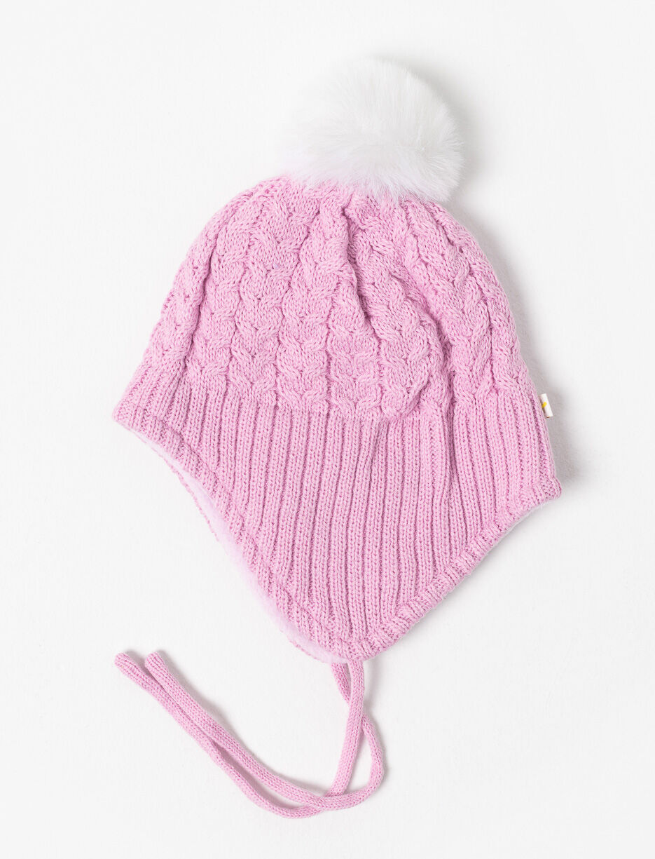 Recycled Knit Pompom Beanie - Little Girl