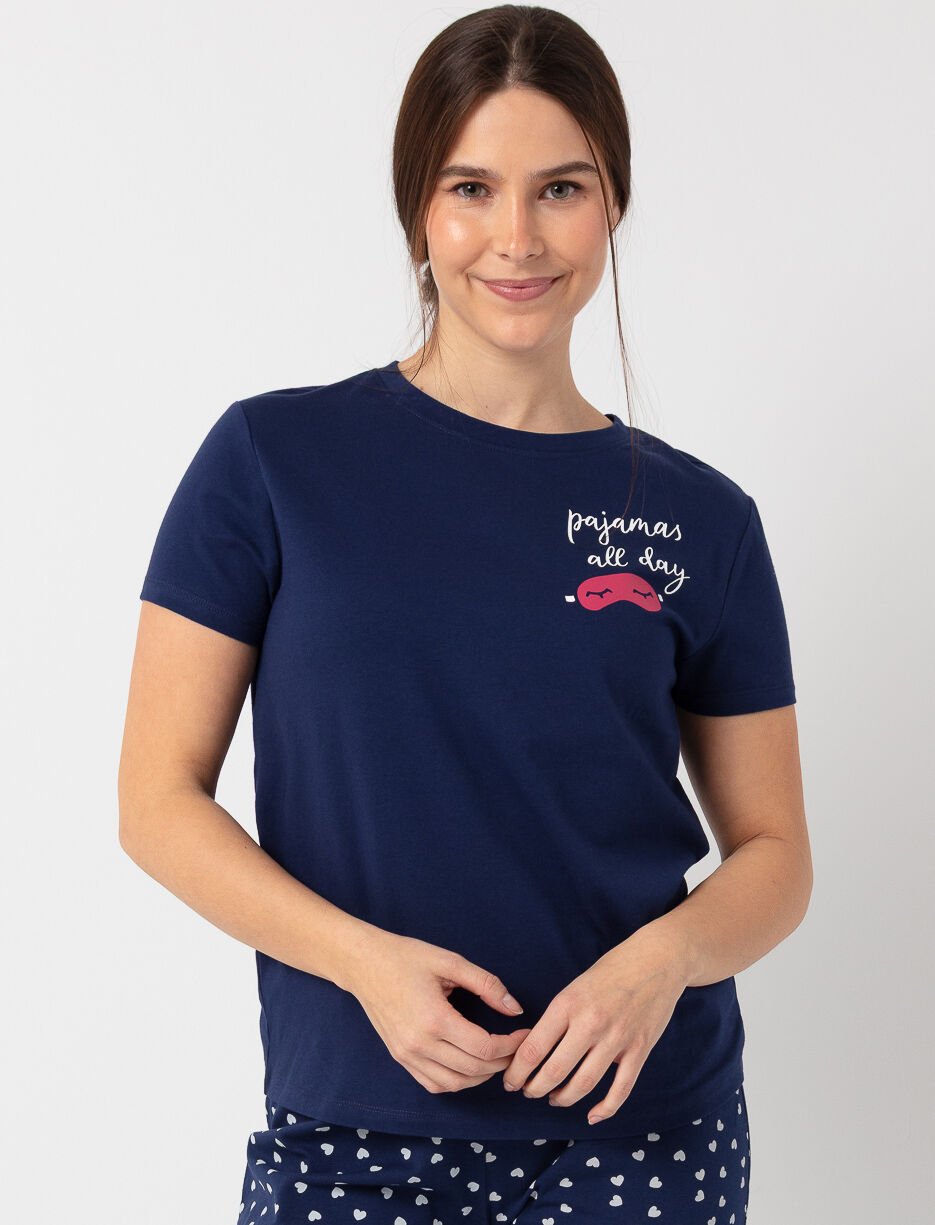T-shirt de pyjama imprimé ‘pajamas all day’