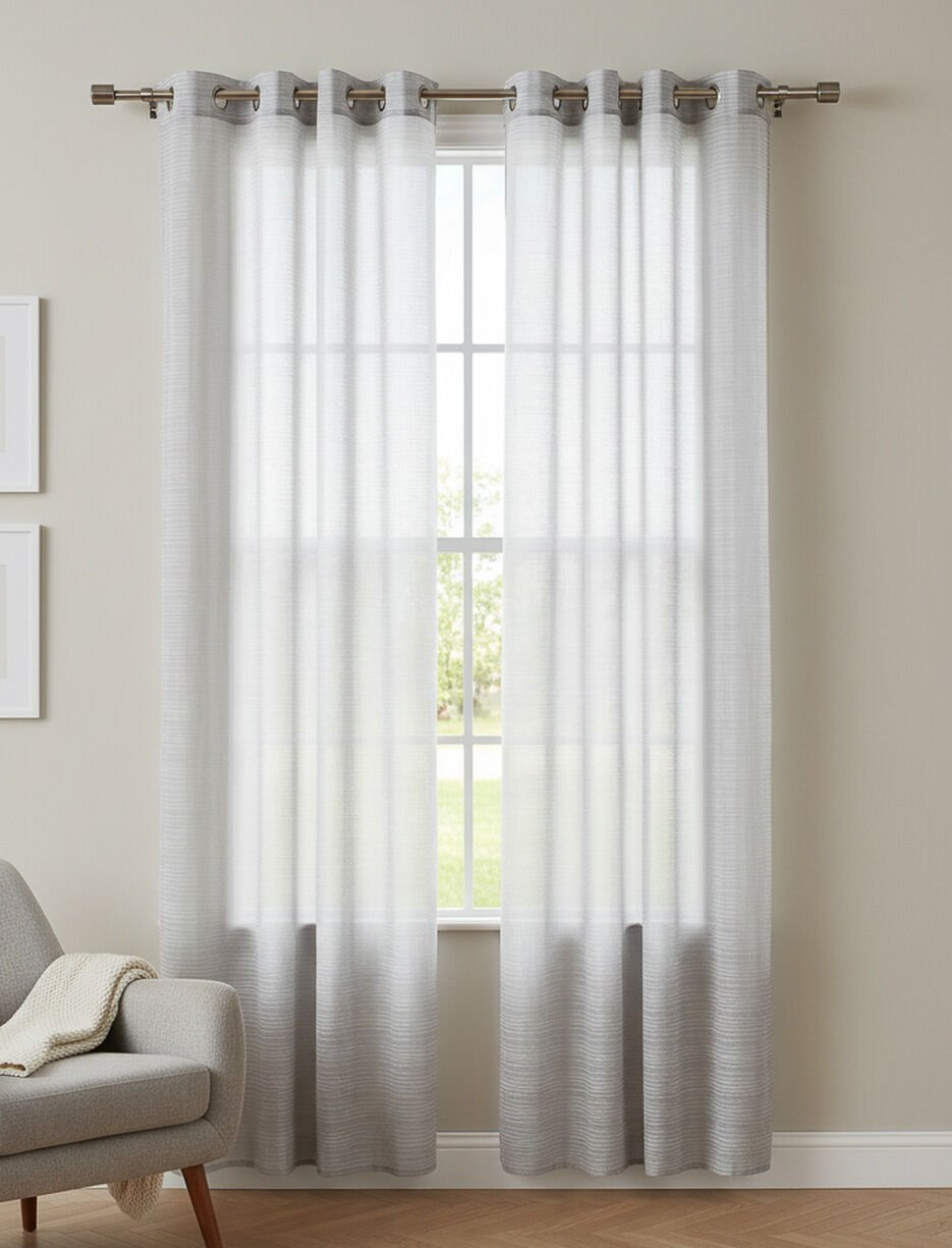 Panneau de rideau voilage &agrave; rayures