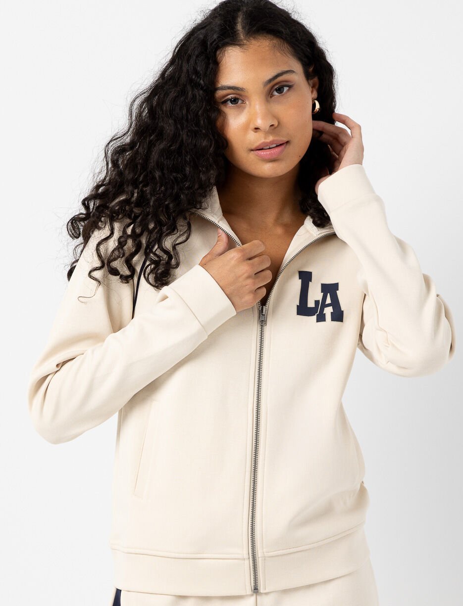 Varsity-style Cardigan with Stand Collar
