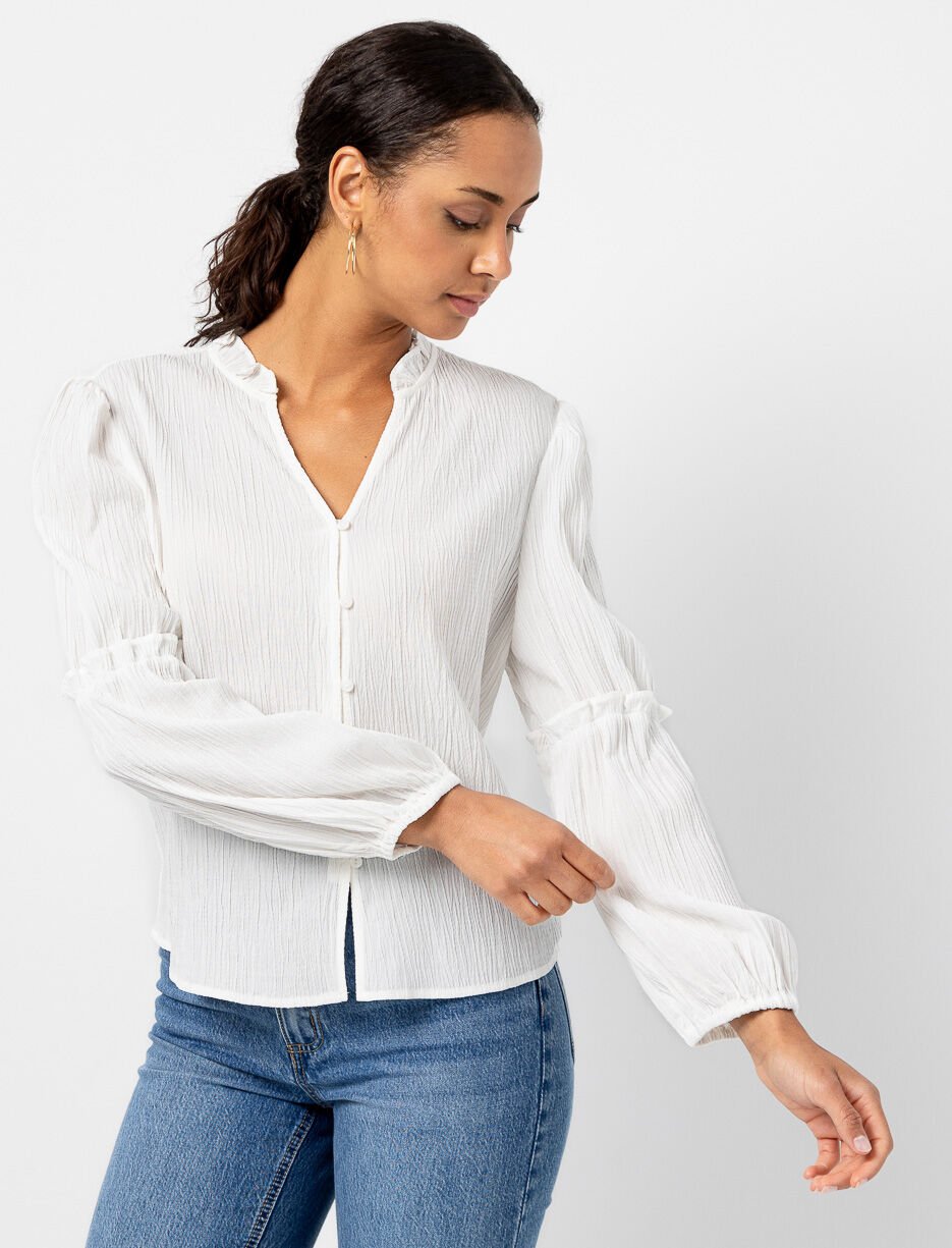 Blouse texturée à boutons