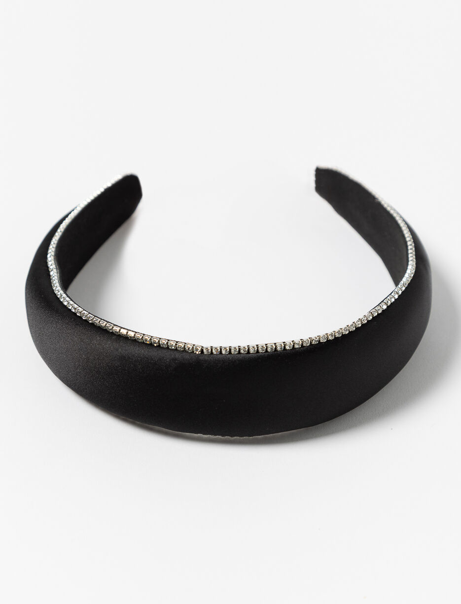 Serre-tête en satin avec bordure en strass