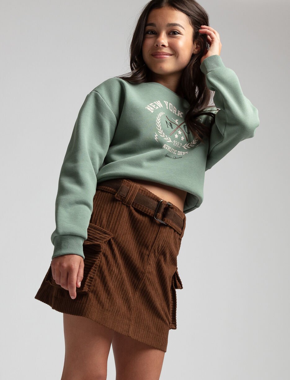 Jupe en velours c&ocirc;tel&eacute;