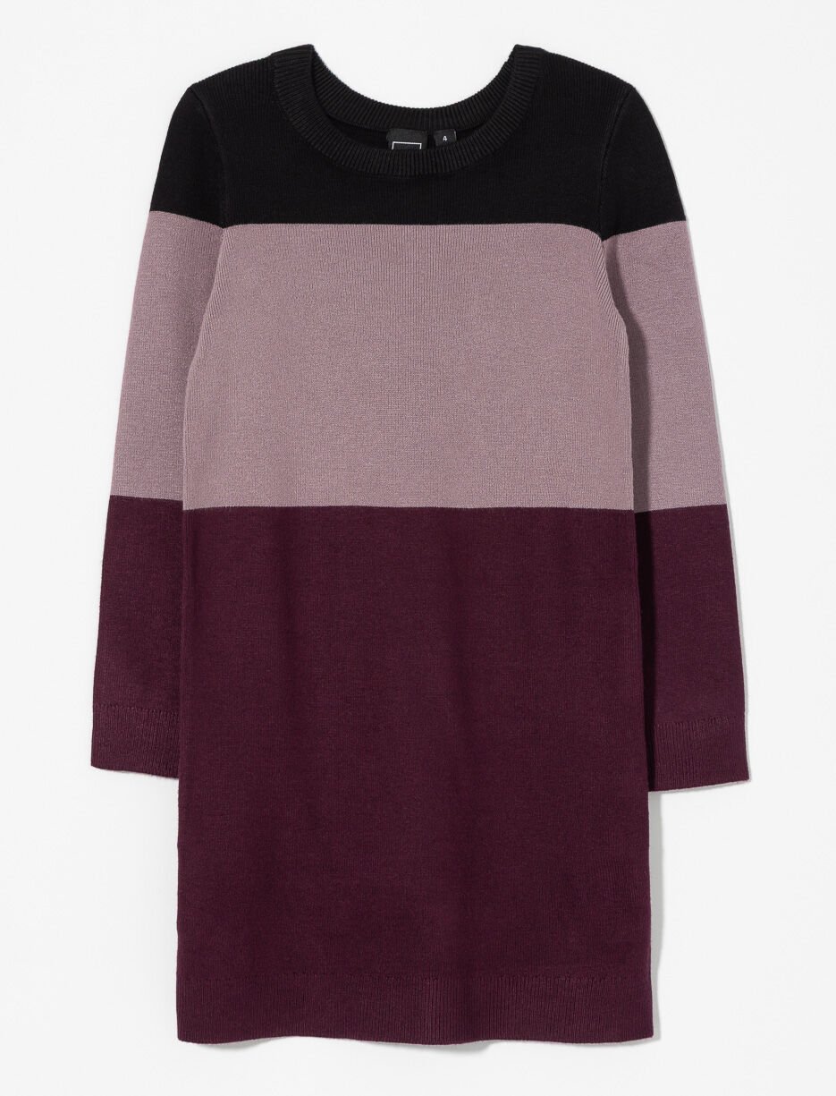 Robe en tricot côtelé à blocs de couleurs - petite fille Robe en tricot côtelé à blocs de couleurs - petite fille