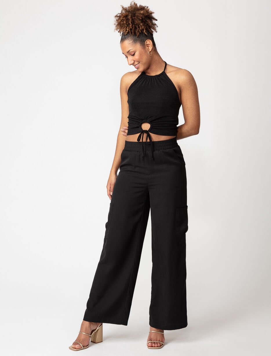 Pantalon à enfiler et jambe large