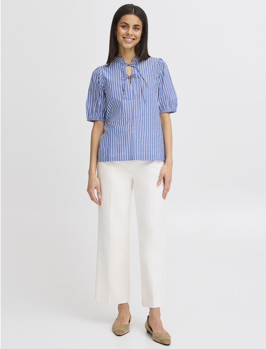 Striped Tie-neck Blouse