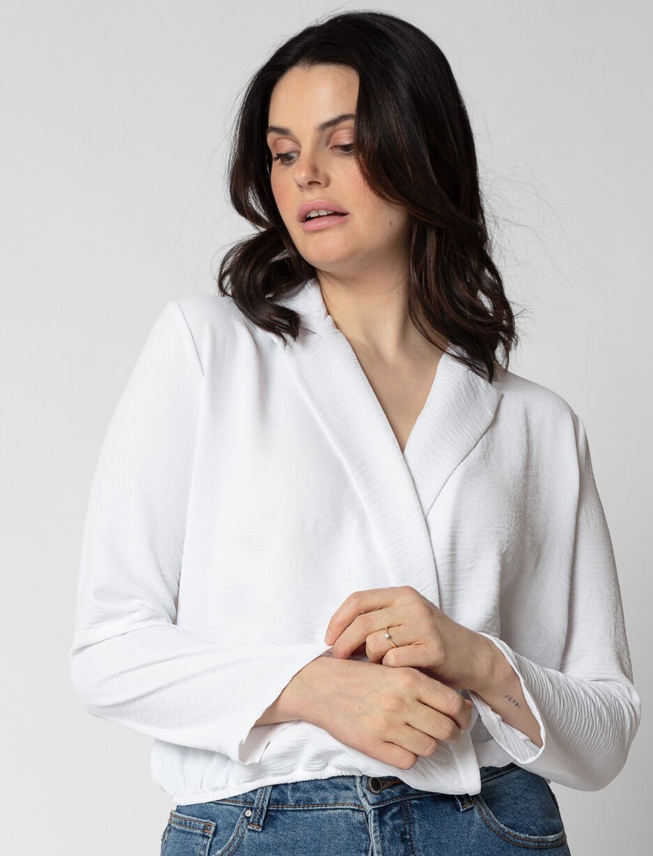 Textured Wrap Blouse