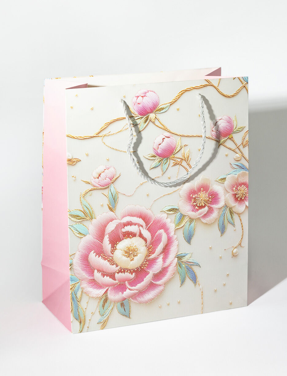 Sac cadeau fleuri moyen